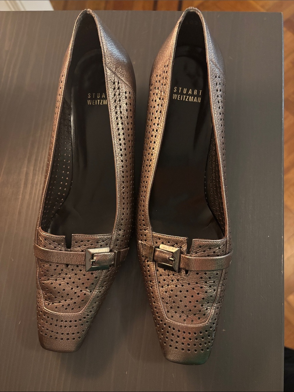 Stuart Weitzman Metallic Leather Loafers